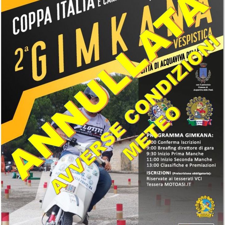 Rinvio 6° prova - Coppa Italia di Gimkana - Acquaviva delle Fonti - 10/10/2021